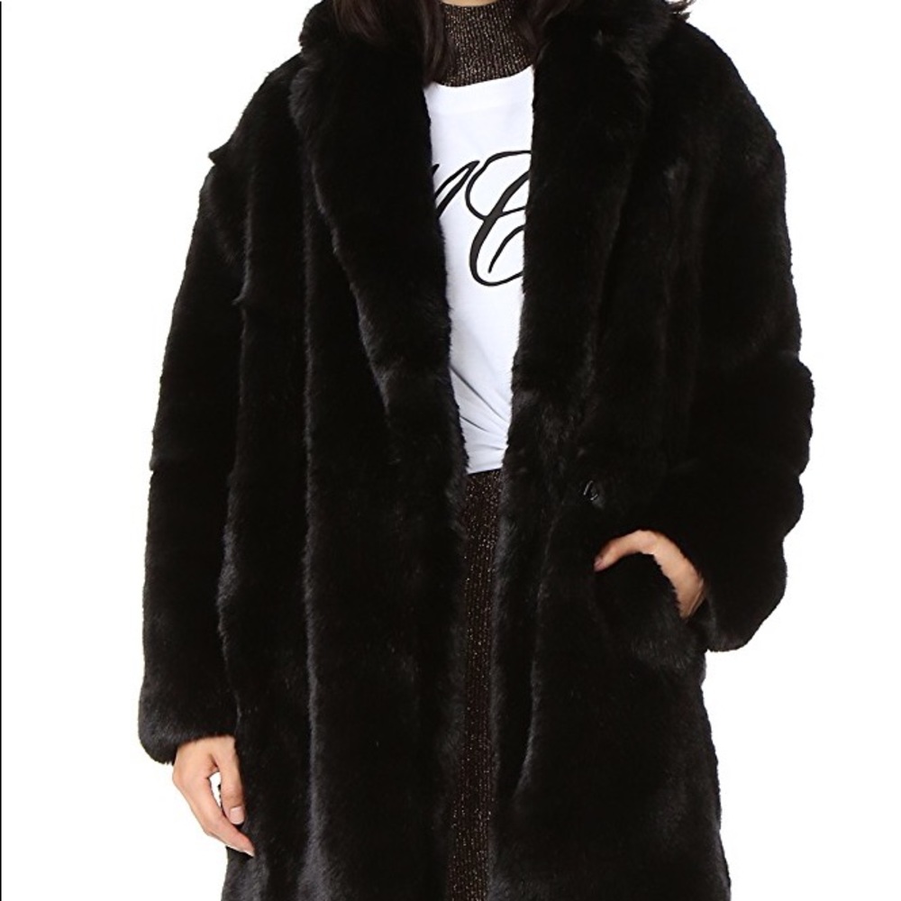 McQ Alexander McQueen Faux-Fur Coat in Black